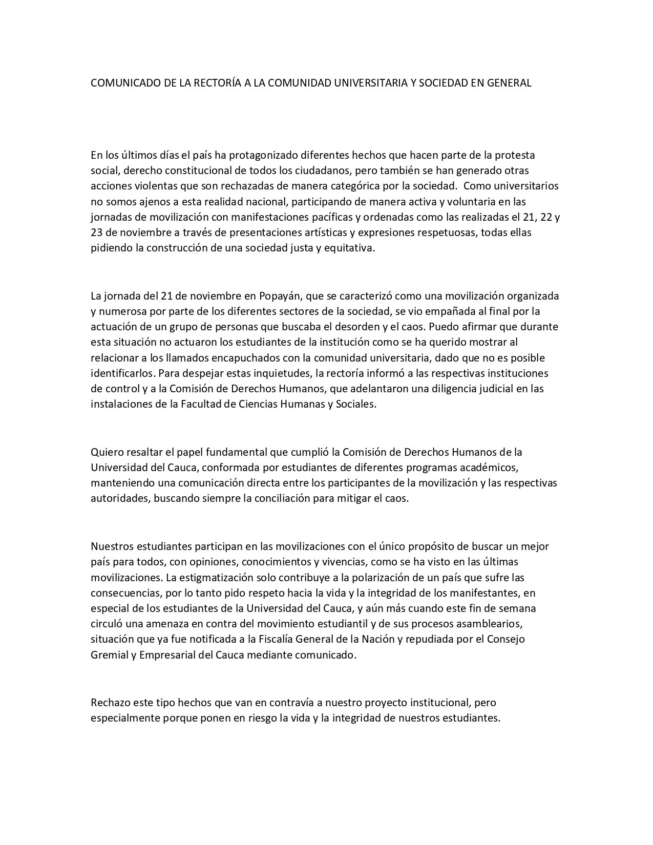 COMUNICADO DE LA RECTORÍA A LA COMUNIDAD UNIVERSITARIA Y SOCIEDAD EN GENERAL convertido page 0001